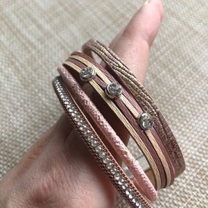 Leather bracelet Rose Gold Pink magnetic